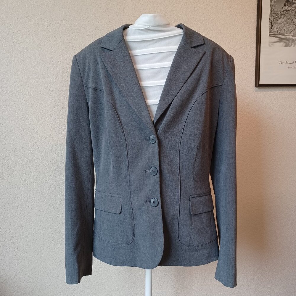 Apt 9 Blazer Suit Jacket Fully Lined Structured Classic Gray Womens Size 12 EUC